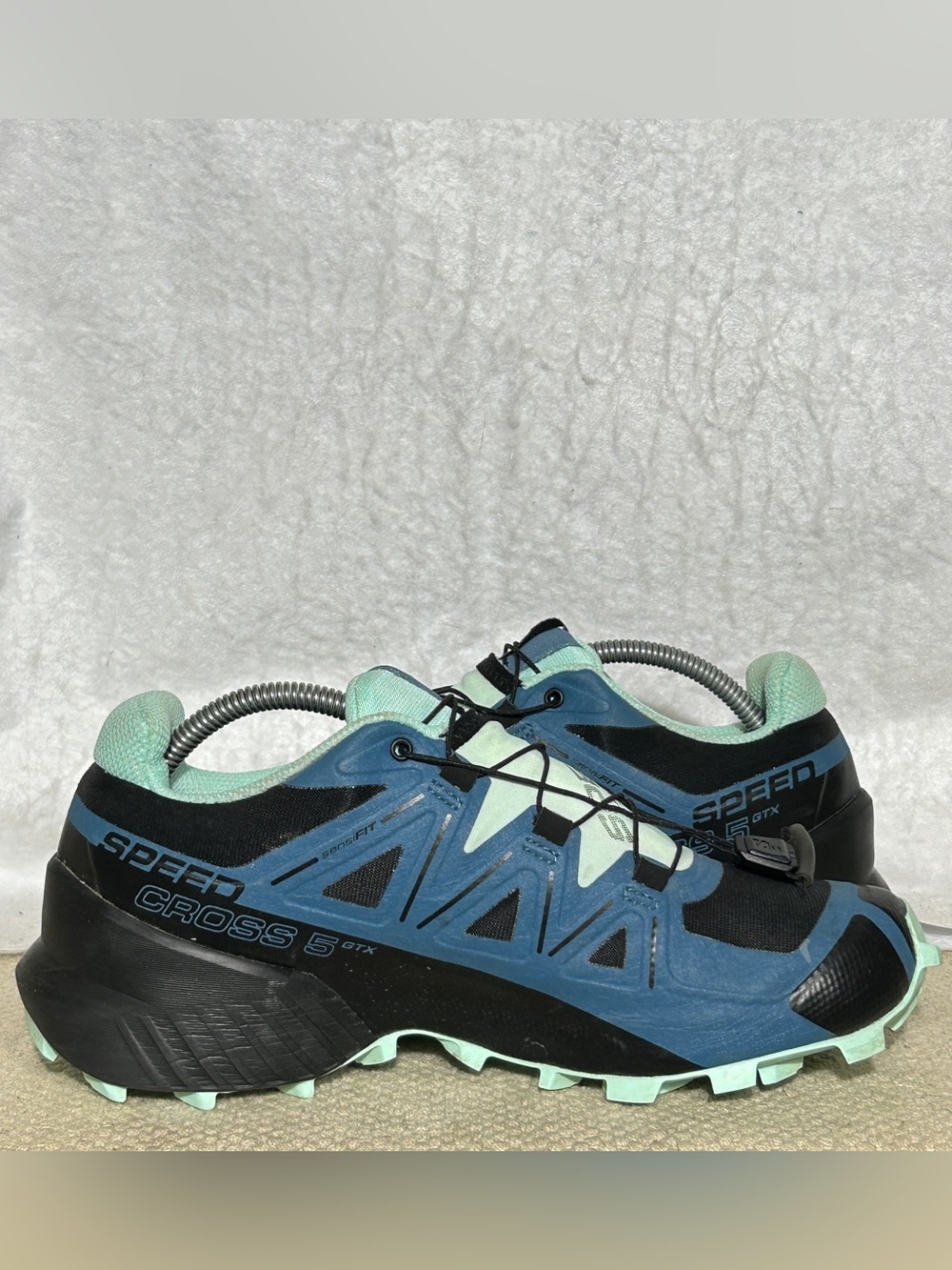 Salomon Womens Blue Speedcross 5 GTX Gortex Trail Running Sneakers Shoes SZ 7.5 - Picture 6 of 11